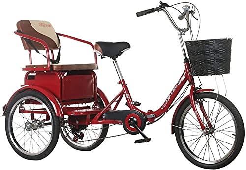 Adult Tricycles, 3 Wheel Bikes for Adults, Foldable Adult Tricycles, 6 Speed Adult Trikes 20 Inch 3 Wheel Bikes for Adults with Cargo Basket for Recreation, Shopping