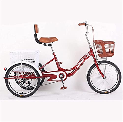 Adult Tricycles, 3 Wheel Bikes for Adults, Tricycle for Adult Seniors Women Men, 1 Speed 3-Wheel Bike Trike with Shopping Basket Three Wheeled Recumbent