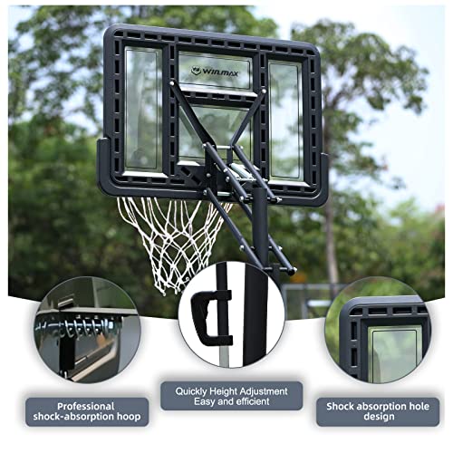 WIN.MAX Portable Basketball Hoop Quickly Height Adjusted 4.9-10ft Outdoor/Indoor Basketball Goal System with 44 inch Backboard and Wheels for Adults | The Storepaperoomates Retail Market - Fast Affordable Shopping