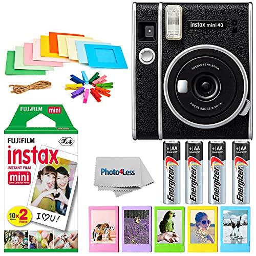 Fujifilm Instax Mini 40 Instant Camera + Twin Pack Film + Batteries + Frames