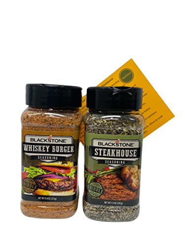 Blackstone BBQ Seasoning Bundle (Whiskey Burger / Steakhouse) With ThisNThat Trademarked Recipe Card