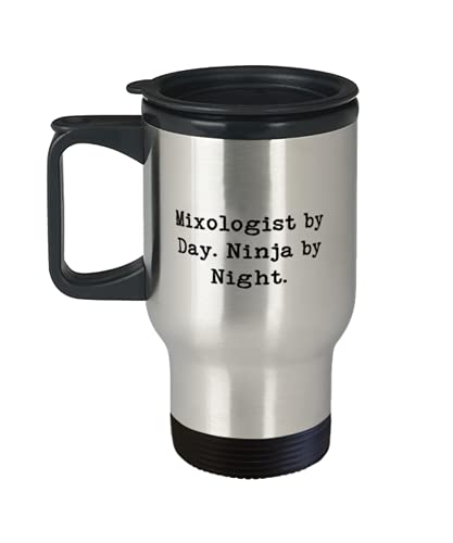 Funny Mixologist, Mixologist by Day. Ninja by Night, Mixologist Travel Mug From Team Leader