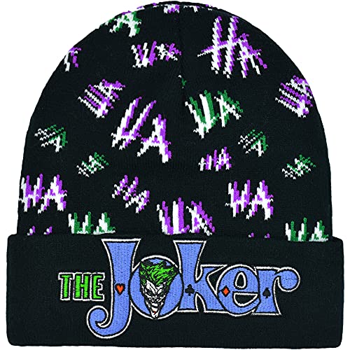 Concept One Unisex Adult Dc Comics The Joker Hat, Knitted Cuffed Winter Skull Cap Beanie Hat, Black, One Size US | The Storepaperoomates Retail Market - Fast Affordable Shopping