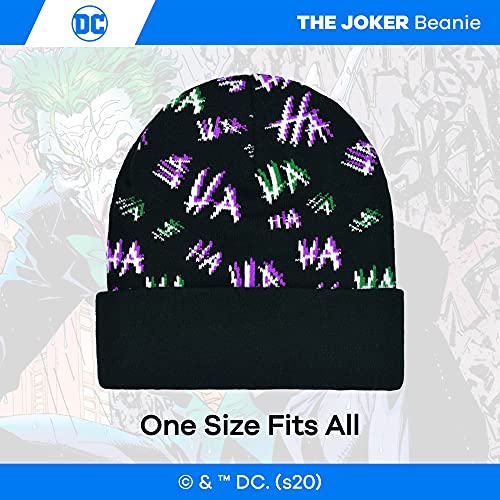 Concept One Unisex Adult Dc Comics The Joker Hat, Knitted Cuffed Winter Skull Cap Beanie Hat, Black, One Size US | The Storepaperoomates Retail Market - Fast Affordable Shopping