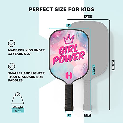 Helium Pickleball Paddle for Kids – (2 Pack – POW! and Girl Power) Child Size, Lightweight Honeycomb Core, Graphite Strike Face, Premium Comfort Grip, 2 Pickleball Paddles & 2 Drawstring Bags | The Storepaperoomates Retail Market - Fast Affordable Shopping