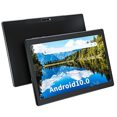 10 inch Tablet Android 10.0, HD 1280×800 Touchscreen, 32GB Storage, 6000mAh Battery, Dual Camera Dual Speakers, Google Certified, Support WiFi Bluetooth, Portable Tablet Black