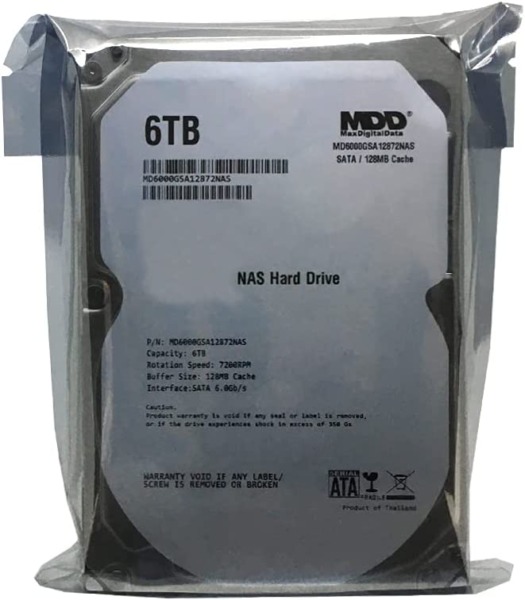 MaxDigitalData 6TB 7200RPM 128MB Cache SATA 6.0Gb/s 3.5inch Internal Hard Drive for NAS Network Storage (MD6000GSA12872NAS) – 3 Years Warranty