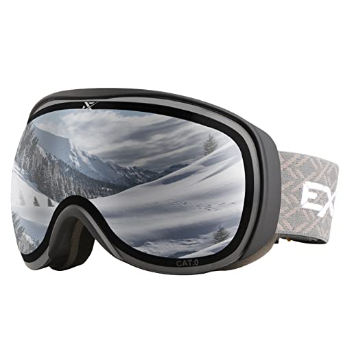 Extremus MilkRun Ski Goggles, Lightweight Snow Sports Goggles, Wide View Snowboard Snow Goggles for Men Women, Matt Black Frame, Crystal Clear Lens