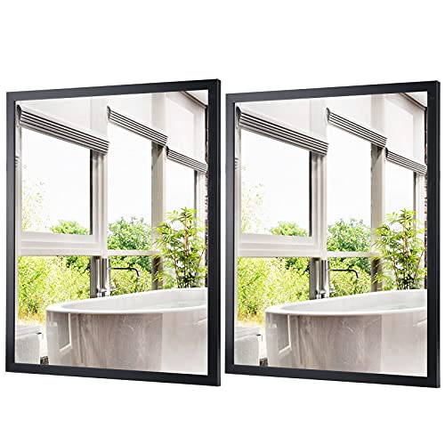 CRUGLA 2 Packs 16×20 Rectangle Wall Mirrors Black Hanging Mirror for Bathroom, Living Room, Bedroom