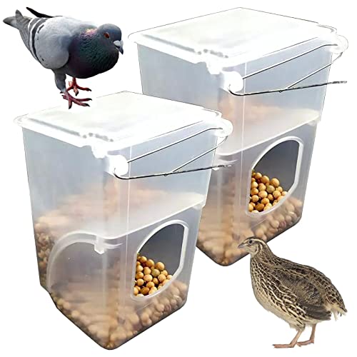 Automatic Pigeon Bird Feeder -Parrot Feeder Cage Accessories Supplies for Parakeet Canary Cockatiel Finch