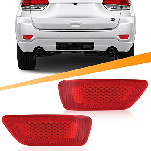 Rear Bumper Reflector Light Lamp Compatible with Jeep Grand Cherokee 2012-2018, Patriot 2013-2017, Dodge Journey 2012-2020 Back Bumper Reflectors Left & Right Red Les Replace # 57010720AC, 57010721AC