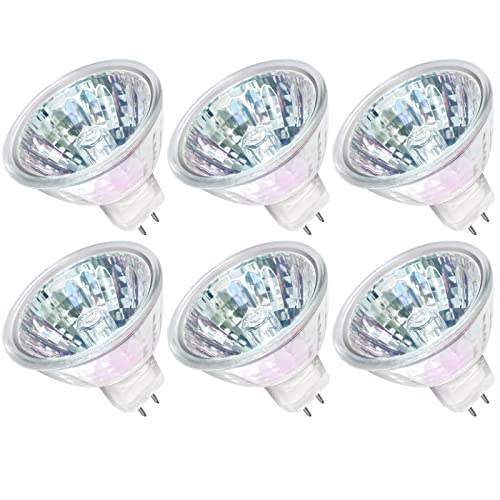 GECXGY MR16 Halogen Light Bulbs 50W 12V 2 Pin GU5.3 Base Dimmable, 50W Halogen MR16 Bulbs with Clear Glass Cover, 6 Pack