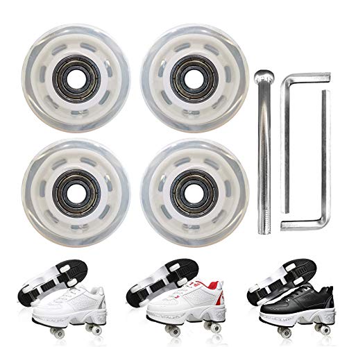 Roller Skate Wheels 4 Piece Skate Wheels with Bearings Installed for Indoor Or Outdoor Double Row Skating (4 Wheels)