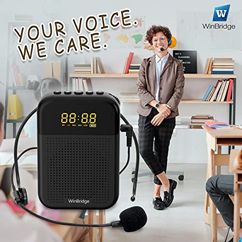 WinBridge Voice Amplifier Portable Speaker with Wired Microphone Headset 16W | 2500mAh Larger Capacity Mini Pa System Support Bluetooth | Record | Mute | LED Display for Teachers S209 | The Storepaperoomates Retail Market - Fast Affordable Shopping