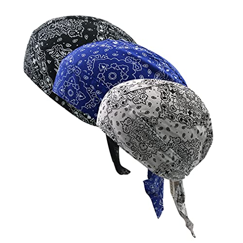DOCILA Paisley Cotton Hip Hop Dew Rags Soft Cycling Cap Sweat Wicking Helmet Liner Classic Cancer Pirate