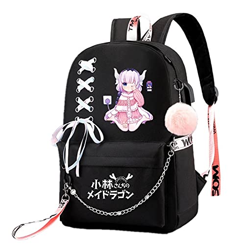 ISaikoy Anime Miss Kobayashi’s Dragon Maid Backpack Bookbag Daypack School Bag Shoulder Bag, Black10, Medium