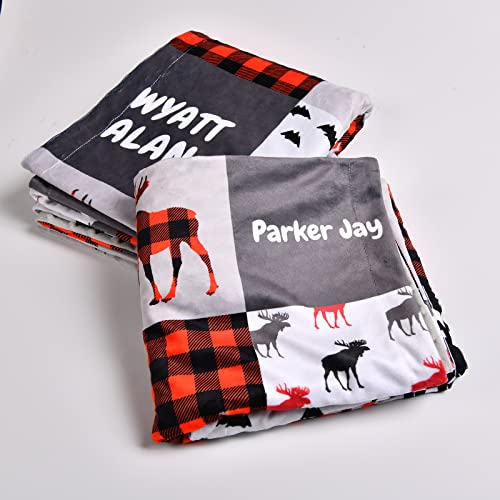 Woodland Deer Adventure Personalized Baby Blanket with Name, Custom Nursery Soft Minky Blankets for Girls Kids, Red Plaid Swadding Blanket Nursery Stroller Crib Receiving Blanket Infant | The Storepaperoomates Retail Market - Fast Affordable Shopping