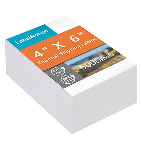 LabelRange 4×6 Thermal Labels, Commercial Grade Shipping Labels (Pack of 500 4×6 Fan-Fold Labels), LabelRange, Zebra, Rollo, Munbyn Compatible