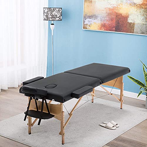 Sentiment 73 Inches Long 28 Inches Wide Folding Portable Massage Table with Carrying case, Black