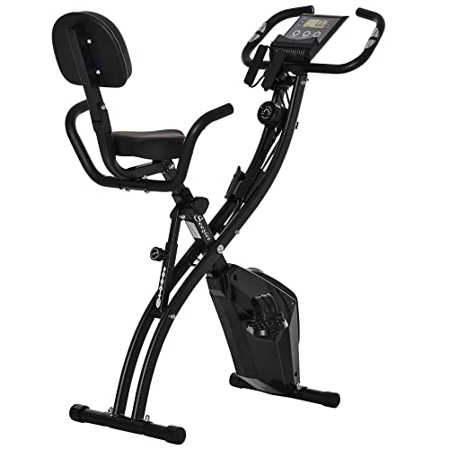 Soozier 2 in 1 Exercise Bike with Arm Resistance Bands for Upright and Recumbent Cycling, Black