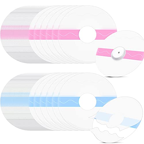 60 Pieces Shower Waterproof Patch Transparent Adhesive Patches Waterproof CGM Sensor Covers Protectors, Precut Clear Overpatch Tape Sticker with Hole for Shower Swimming Cycling Running, Pink and Blue