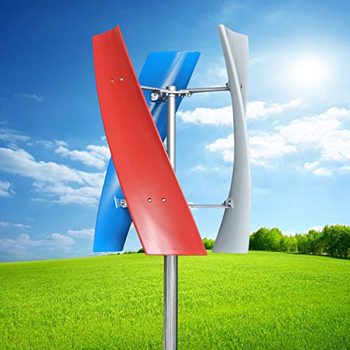 Wind Turbine Generator Kit,12/24V 400W 3 Blade Portable Vertical Helix Wind Power Turbine Generator Kit with Charge Controller for Marine RV Home Industrial Energy