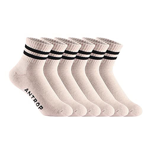 ANTROP WoMen Quarter Crew Cotton Heel Tab Athletic Running Cushion Socks ?6 Pairs?