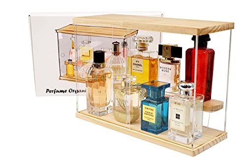JM Cologne Organizer for Men, Perfume Holder, Acrylic Perfume Display Stand, Perfume Organizers and Storage, Wooden Perfume Organizer, Fragrance Organizer for Vanity