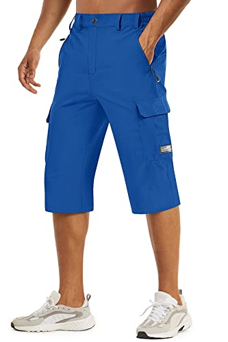 TACVASEN Hiking Shorts for Men Outdoor Quick Dry Fishing Camping Long Shorts Color Blue, 34