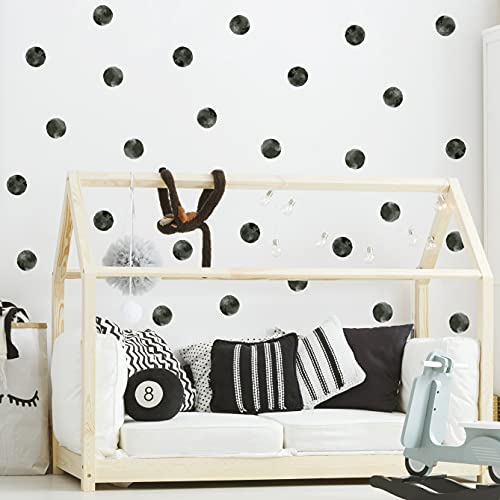ROFARSO 120 Decals 2.2” Ink Black Color Polka Dots Wall Decals Stickers DIY Removable Peel & Stick Wall Art Decorations Home Decor for Nursery Bedroom Living Room Playing Room