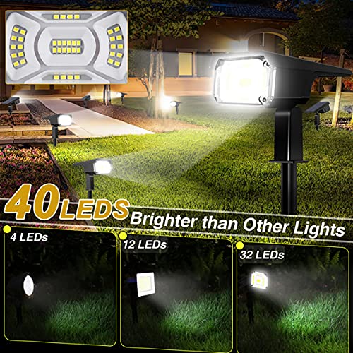 Pesivi Solar Spot Lights Outdoor, 40 LEDs Landscape Lighting Spotlights, Adjustable 2-in-1 USB & Solar Powered IP65 Waterproof Garden Light for Yard Backyard Walkway Driveway Patio Pool Trees, 4 Pack | The Storepaperoomates Retail Market - Fast Affordable Shopping