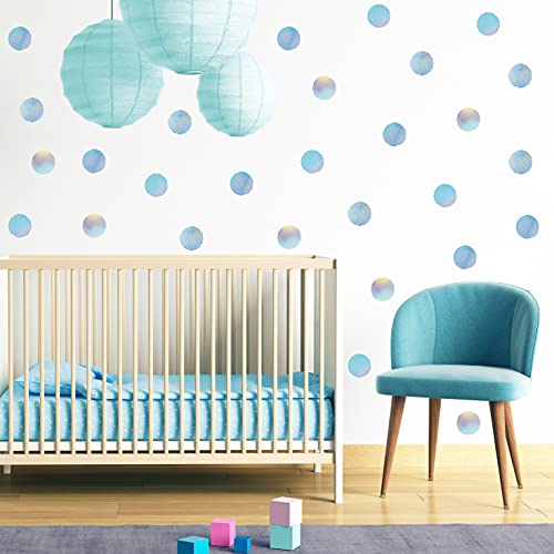 ROFARSO 120 Decals 2.2” Ice Blue Polka Dots Wall Decals Stickers DIY Removable Peel & Stick Wall Art Decorations Home Decor for Nursery Bedroom Living Room Playing Room