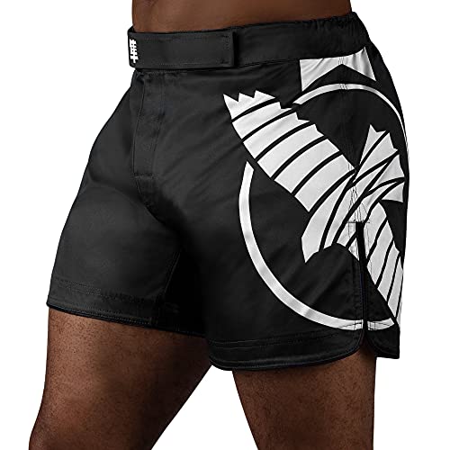 Hayabusa Men’s Icon Mid-Thigh Fight Shorts – Black, Large