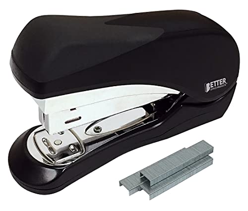 Heavy Duty Easy Grip Stapler, Effortless, with 1,000 Regular 1/4″ Staples, High Capacity Compact Palm of Your Hand Size, Ergonomic Soft Grip, Better Office Products