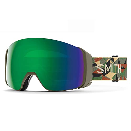 Smith Optics 4D MAG Asia Fit Unisex Snow Goggle – Alder Geo Camo, ChromaPop Everyday Green Mirror
