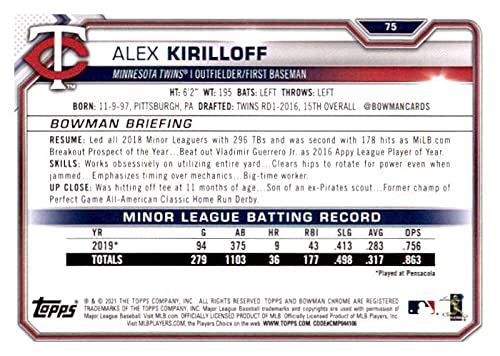 2021 Bowman #75 Alex Kirilloff RC Rookie Card Minnesota Twins Official MLB Baseball Trading Card in Raw (NM or Better) Condition | The Storepaperoomates Retail Market - Fast Affordable Shopping