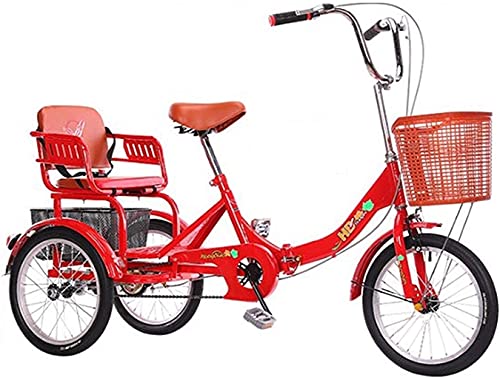 Adult Tricycles, 3 Wheel Bikes for Adults, Safe Mini Adult Tricycle Foldable with Basket and Back Seat 16inch 3 Wheeled Bicycle for Men Women Recreation Shopping Exercise