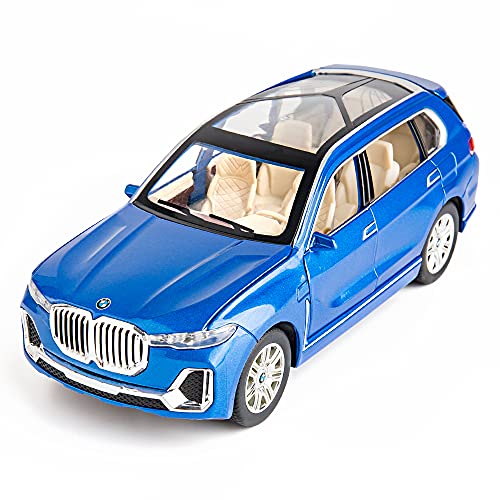 BDTCTK 1/24 Compatible for BMW X7 SUV Model Car Toy Diecast Toy Cars, Zinc Alloy Pull Back Toy car with Sound and Light for Kids Boy Girl Gift(Blue)