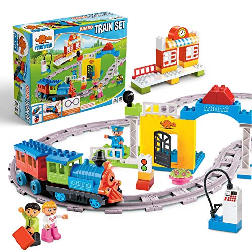 Minmi Motorized Train Set and Tracks Building Blocks (107 Piece Set – Jumbo)