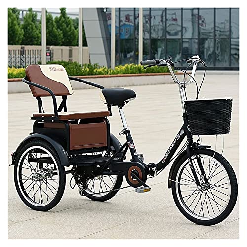 BINZII Adult Tricycles, 3 Wheel Bikes for Adults, Foldable Adult Tricycles, 6 Speed Adult Trikes 20 Inch 3 Wheel Bikes for Adults with Cargo Basket for Recreation, Shopping