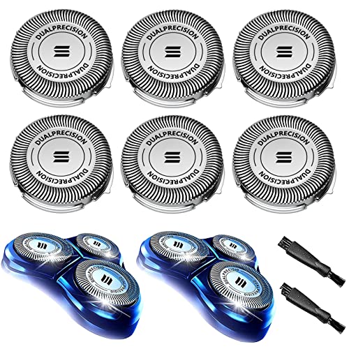 HQ8 Replacement Heads Compatible with Philips Norelco Shavers Blades, OEM HQ8 Upgrade, 6Pack & 2Brush