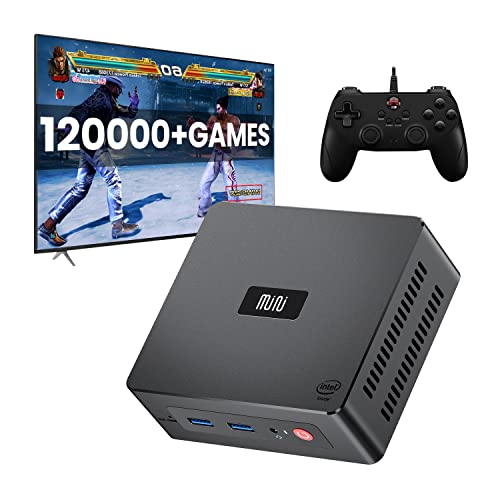 Kinhank Mini PC Super Console X PC Lite Video Game Console Built-in 120,000+ Classic Games,Intel Celeron J4125 Win11 Pro& Batocera 33 Game System In 1, 4K HD Dual Screen Display, With Controller