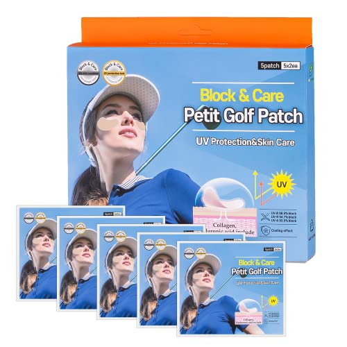 Nutriadvisor Golf Patches for Sun Protection UV Facial Patches for Outdoor Activities 5-Pairs of Sunblock Gel Patches with Skincare Ingredients Sunscreen Gel Tape UV Protection Face Patch for Golfers