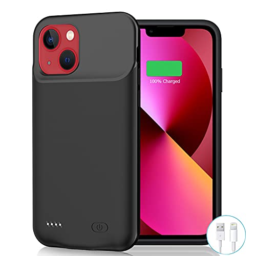Battery Case for iPhone 13, 7000mAh Slim Portable Rechargeable Battery Pack Charging Case Compatible with iPhone 13 (6.1 inch) Extended Battery Charger Case (Black)