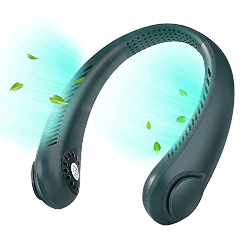 Shiyinvie Portable Neck Fan, Personal Wearable Fan Hands Free USB Rechargeable Battery 3 Speed Bladeless Fans Suitable for Office Outdoor Travel (Green)