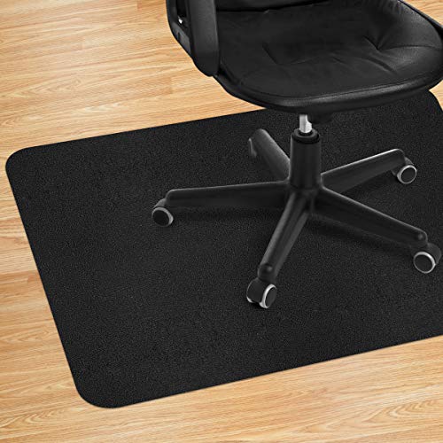 Cqfly Chair Mat for Hardwood and Tile Floor, 36×48 inches Straight Edge Rectangular Sturdy Multi-Purpose Polyethylene + EVA Desk Chair Mat, Anti-Slip, Non-Toxic Plastic Protector, Black, 36x48in