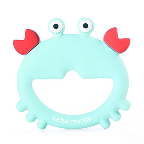 Crab Baby Teething Toys Teether Ring Food Grade Silicone,Soft-Textured Infant Toddler Toys for Teething Relief & Brain Development for Babies 0-6 Months, 6-12 Months Baby Registry Newborn Essentials