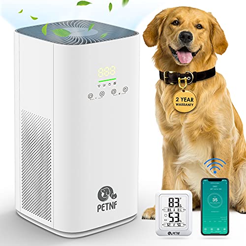 petnf 2021 Air Purifier for Pet Dander Hair Odor and Home Allergies,Upgraded Wifi App Remote Control,Mute Air Cleaner Odor Eliminators in Bedroom Living Room,Anti-tilt,42W Low Power,400CADR,560-1200ft²