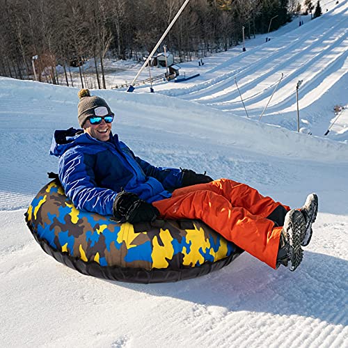 Camouflage Winter Inflatable Snow Tubes- Extra Large Towable Snow Sled Heavy Duty Inflatable Tube Snow Rider with Double-Handle & Pulling Rope & Safety Seat Cushion for Kids and Adults | The Storepaperoomates Retail Market - Fast Affordable Shopping