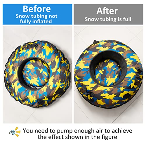Camouflage Winter Inflatable Snow Tubes- Extra Large Towable Snow Sled Heavy Duty Inflatable Tube Snow Rider with Double-Handle & Pulling Rope & Safety Seat Cushion for Kids and Adults | The Storepaperoomates Retail Market - Fast Affordable Shopping